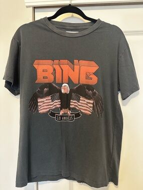 Anine Bing Los Angeles Eagle Graphic T-Shirt - Washed Black size small
